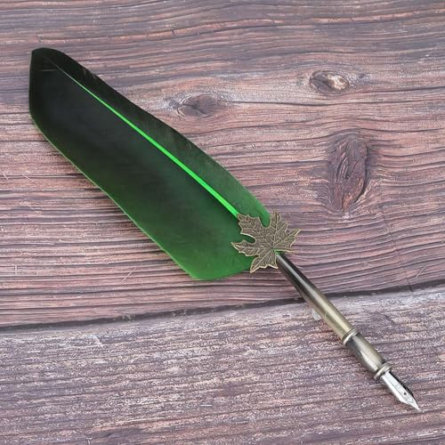 Hapivida Vintage Quill Dip Pen Set – Elegant Calligraphy Calligraphy Pen | Antique Stainless Steel Nib Smooth Writing, Artistic Drawing Pen, Holder & 5 Replacement Tips Quill Pen Feather Pen