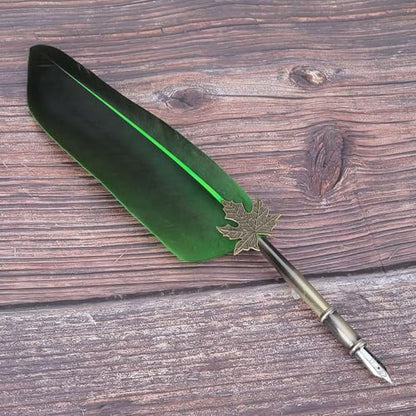 Hapivida Vintage Quill Dip Pen Set – Elegant Calligraphy Calligraphy Pen | Antique Stainless Steel Nib Smooth Writing, Artistic Drawing Pen, Holder & 5 Replacement Tips Quill Pen Feather Pen