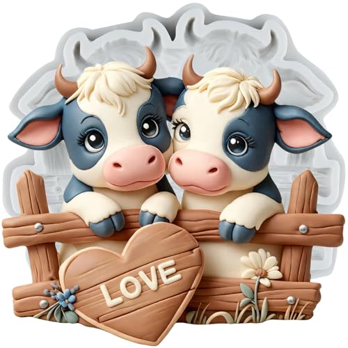 Cow Polymer Clay Molds Cow Love Heart Silicone Mold | DIY Crafts Epoxy Resin Casting Polymer Clay Tools Craft Air Dry Jewelry Making