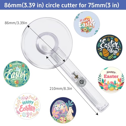 75mm/3 Inch Clear Circle Cutter Button Maker Tools, Adjustable Multi-Size Badge Making Round Cutting Tool, Cutting Knife Photo Paper Model Circle (86-210mm) - size: 86-210mm