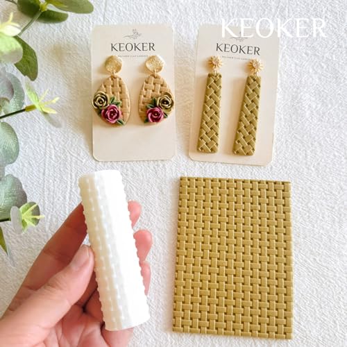 Keoker Polymer Clay Texture Roller, 3in Woven, Like Polymer Clay Texture Sheets, Great with Polymer Clay Cutters - color: Woven