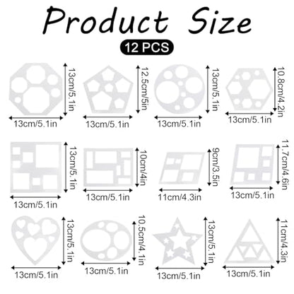 12 Pcs Drawing Stencil Geometric Stencils Circle Square Heart Star Template Set for Painting Basic Shape Tracing Stencils Simple Drawing Stencils for Classroom Painting DIY Craft - size: Small