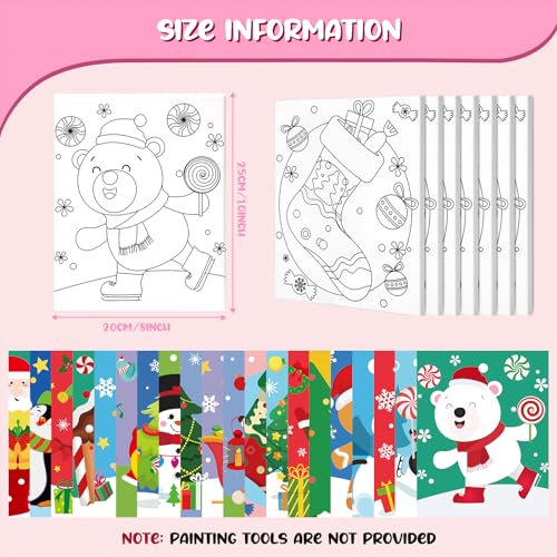 Sherr 20 Pcs Christmas Pre Drawn Canvas for Painting for Adults | Bulk 8" x 10" Pre Stretched Outline Painting Boards for Beginners Students, Happy New Year Party Favor - style: Holiday