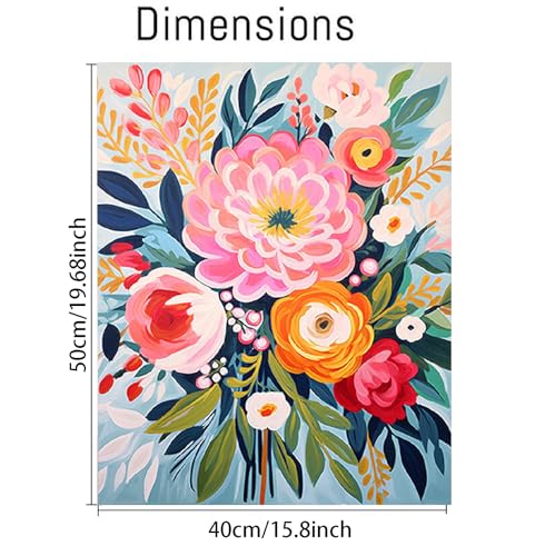 YarnMate Flowers Paint by Numbers Kit for Adults - Flowers in Vase Paint by Number on Canvas Without Frame, DIY Acrylic Painting for Gift Home Wall Decor (16x20 Inch) - color: MT20259