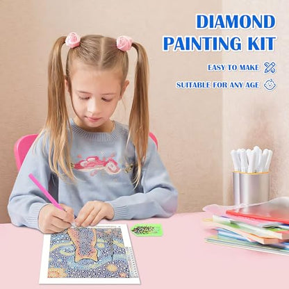 Leixonl Diamond Art Kits for Kids with Framed (7 in) Cartoon Animals DIY Gem Art Painting - Arts & Crafts Gifts for Beginners & Teens (Star Night cat) - color: star night cat
