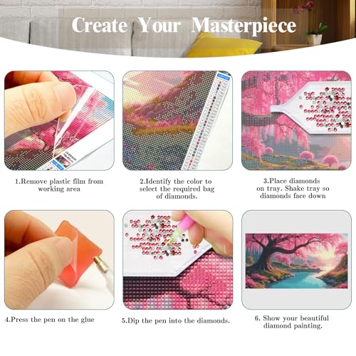 JOOZ Large Diamond Art Kits for Adults, Sakura Gem Painting 27.5x15.7 Inch - color: Sakura 036
