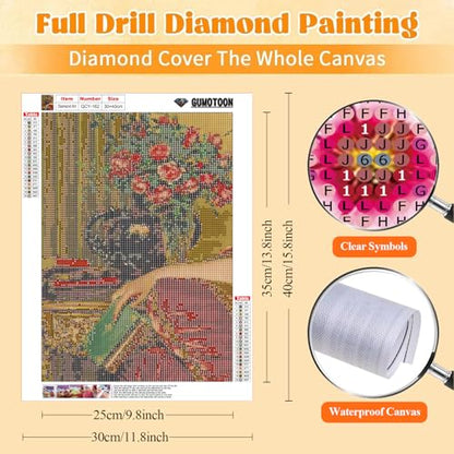 GUMITOON Diamond Art Kits for Adults-Pink Bow Full Drill Diamond Dots Paintings for Beginners, Round 5D Paint with Diamonds Pictures Gem Art Painting Kits DIY Crafts Kits 12"x16" QCY-149 - color: QCY-162