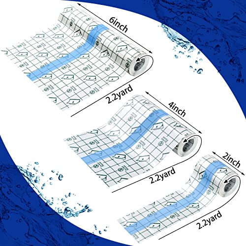 Nuanchu 9 Rolls Tattoo Second Skin Bandage,2 Inch, 4 Inch, 6 Inch Wide | Waterproof Transparent Adhesive for Swimming, Stretch Recovery Derm Shield Aftercare, Alternative Clear Film - size: 2 Inch, 4 Inch, 6 Inch Wide