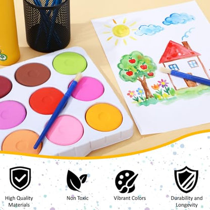 Nuanchu 1 Sets 18 Pcs Tempera Paint Cakes with Tray 18 Colors