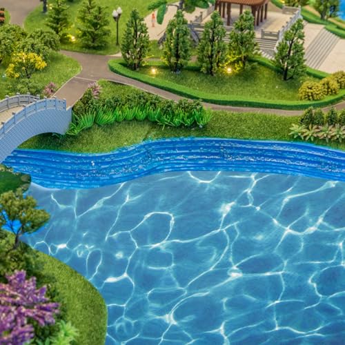 Baluue Artificial River Tile Sheet 5 Sheets Water Diorama Sheets for Sand Table Model Fake Water Texture Paper for Stream Model Mini Landscape DIY Display 11.61 X 8.26 in
