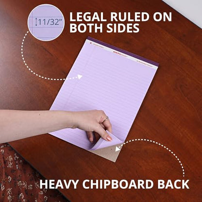 Roaring Spring Enviroshades Recycled Orchid Legal Pads, Case of 72 Pads, 8.5" x 11" 50 sheets of Legal ruled 15# Recycled Purple Paper Per Pad, Proudly made in USA!, Micro-Perforated - color: Orchid, style: 36 Pack