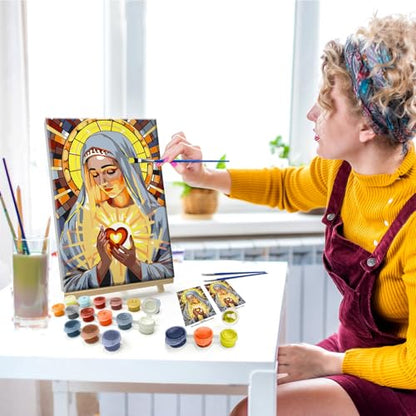 JOOZ 5D Virgin Mary Paint by Numbers Kit for Adults with Frame, 8x12 Inch - color: Virgin Mary 069