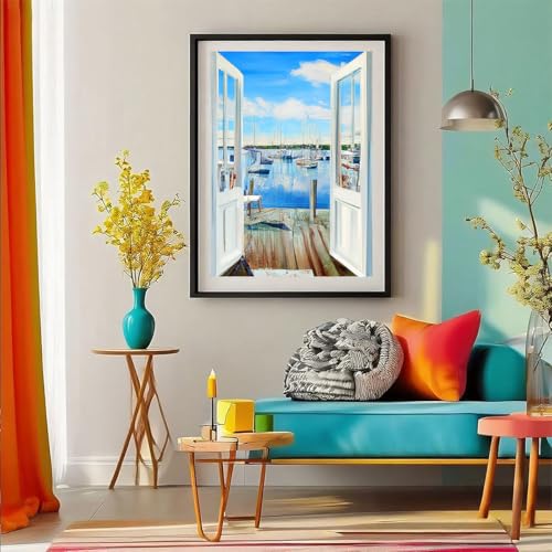 Amz Camel DIY 5D Diamond Art Kits (12 * 16 Inch),Mosaic Diamond Painting, Art for Ocean, Embroidery Full Drill for Landscape, Art Kits Rhinestone Craft for Home Wall Decor