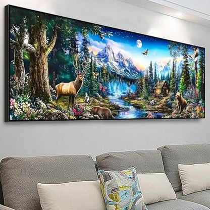 YALKIN Paint by Numbers Kit for Adults, Landscape Large Adults'paint-by-Number Kits on Canvas, DIY Acrylic Oil Painting by Numbers Kits, Perfect for Home Decor, Gifts 30x90CM /11.8x35.4in