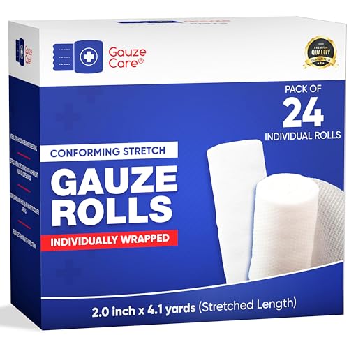 Gauze Rolls 2 inch Pack of 24 – Premium Quality Lint and Latex-Free Rolled Gauze 2 inches x 4.1 Yards - Conforming Stretch Bandages Designed for Effective Wound Care & Comfort - size: 2 Inch - 24 Rolls