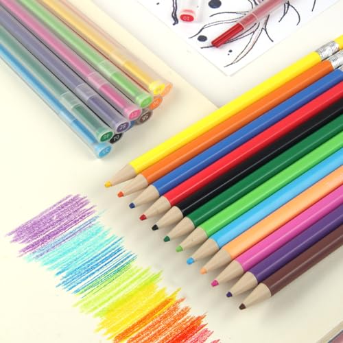 Mechanical Colored Pencil 2.6mm 12pcs with 24pcs Colored Leads - style: 12 color+24 lead