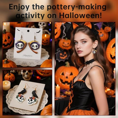 9pcs Halloween Horror Polymer Clay Cutters - Skeleton/Masked Ghost/Skeleton Crow/Demon Scythe, Ideal for April Fools' Day Earrings & Jewelry Making Supplies - color: Halloween Devil-2026