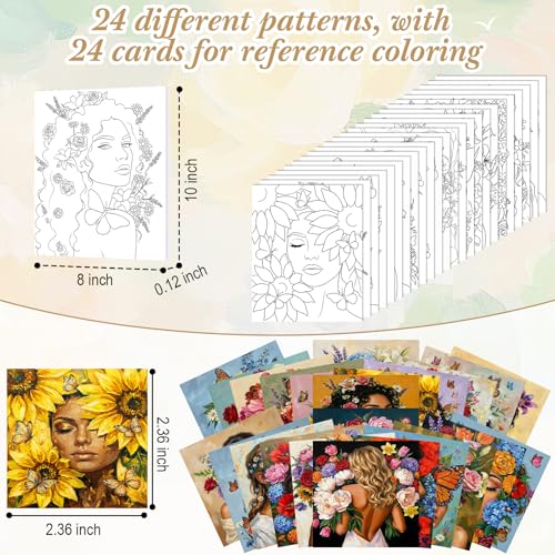 Sherr 24 Pcs Pre Drawn Canvas for Painting Adult Pre Printed Canvas Bulk Sip and Paint Kit Stretched Panels Paint Set for Theme Valentine Painting Night Party Favor (Flower Maiden,8 x 10 Inch) - size: 8 x 10 Inch, style: Flower Maiden