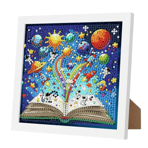 Space Diamond Art Kits for Kids with Frame for Beginners 7x7 inch | 5D Small Diamond Painting Kits for Kids Space, Easy Small Gem Arts for Children for Home Wall Decor - color: CC1160-US