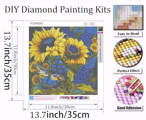 Sunflower Diamond Art Painting Kits for Adults, Stained Glass Full Drill Diamond Dots Paintings for Beginners, Round 5D Paint with Diamonds Pictures Gem Art Painting Kits DIY Crafts Kits 14x14inch - color: c