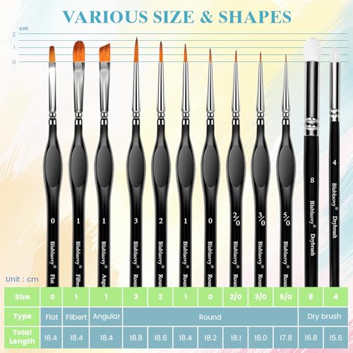 12pcs Miniature Paint Brushes Drybrush Set with Triangular Handles | Detail Paint Brushes for Acrylics, Watercolor, Figurines Model, Face Painting, Piant by Number Kit for Adults - color: Black