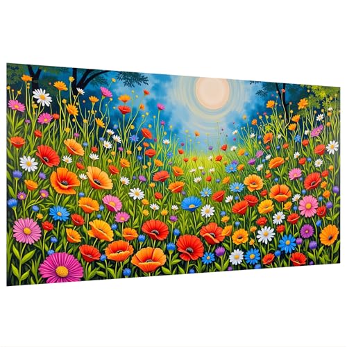 SparkGlow Large Diamond Art Kits for Adults Flowers, 27.5 X 15.7 Inch | Diamond Painting Kits Wild Flowers, Full Drill Diamond Art Painting, Gifts, Home Decoration, Sparkling Diamonds - color: Flowers 022