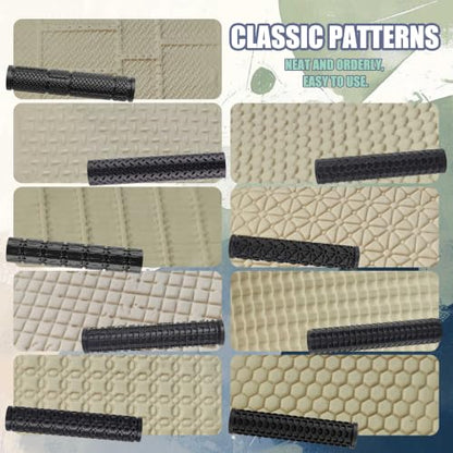 20-Piece 3D Printed Texture Roller Set, Clay Embossing Tools for Adults
