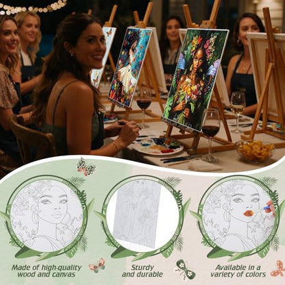 Harloon 36 Pcs 8 x 10 Inch Pre Drawn Canvas for Painting Afro Flower Butterfly Queen Pre Stretched Canvas Painting for Adults Outline for Sip and Paint Party Supplies Favor (Butterfly Queen) - style: Butterfly Queen