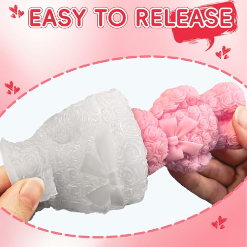 Bear Candle Molds, Standing 3D Rose Flower Bear Casting Molds - color: 1 PCS Rose Bear Candle Molds