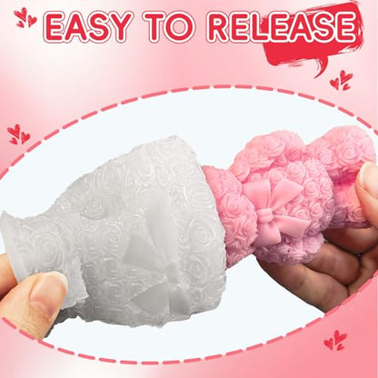 Bear Candle Molds, Standing 3D Rose Flower Bear Casting Molds - color: 1 PCS Rose Bear Candle Molds