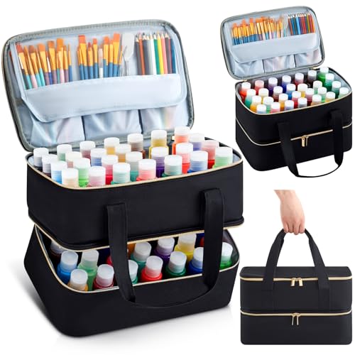 Abbylike Acrylic Paint Organizer Bag for up to 56 Bottles (2 Oz),Black - color: Black