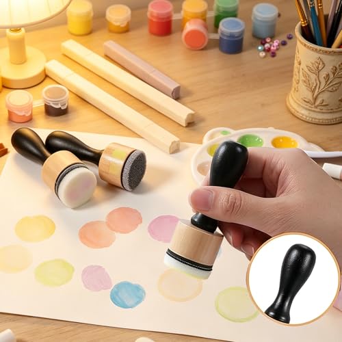 46 Packs Mini Ink Blending Tool Set, 2 Round Mini Applicator Tools and 44 Replacement Foam Pads for Crafting Scrapbooking Painting Drawing Art Supplies