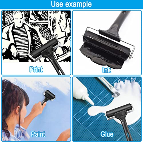 Yorwe Rubber Roller, Brayer Ideal for Anti Skid Tape Construction Tools, Print, Ink and Stamping Tools(2.5 & 4 & 6-Inch, Black)