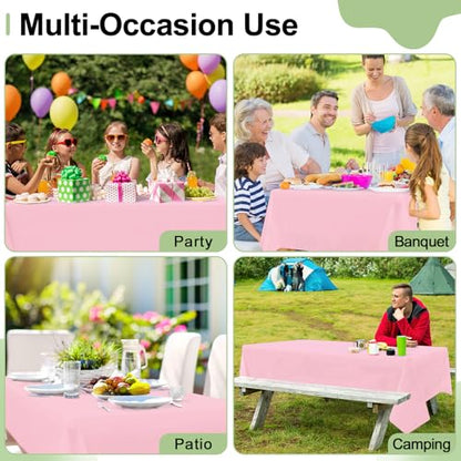 misaya 6 Packs Plastic Table Cloth Pink Disposable Tablecloth - color: Pink, size: 54" X 108"