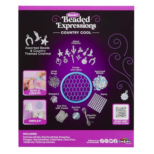 RoseArt Beaded Expressions Country Cool DIY Beaded Sun Catcher Craft Kit - Create Sparkling Country-Style Designs with Charms & Beads – Bead, Design & Display, Ages 8+ - style: Country Cool