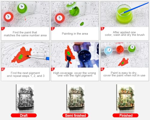 TUMOVO Framed Paint by Number for Adults Green Plant, Paint by Numbers Kit for Adults Leaf, DIY Acrylic Paint by Numbers Kits on Canvas Potted, Acrylic Painting Kits Art Crafts 16"x20" - color: Green Plant - Framed