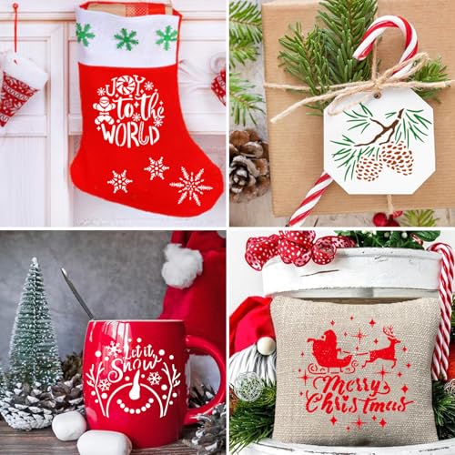 25 Pcs Christmas Stencils for Crafts Reusable 4 Inch Small Christmas Stencil for Painting on Wood Ornament Card Making Window (25 Christmas 4in) - style: 25 Christmas