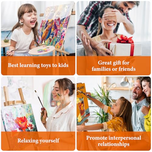 4 Pack Framed Paint by Numbers Kit for Adults Cocktail with Wooden Easel - color: FOP4P-13