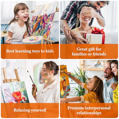 4 Pack Framed Paint by Numbers Kit for Adults Coffee with Wooden Easel - color: FOP4P-08