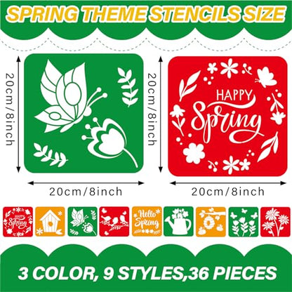36pcs Summer Drawing Stencils for Kids 8 Inch Sidewalk Chalk Stencils Painting Large Washable Reusable Summer Themed Flowers Primary Shape Template for Kids Toddlers Preschool - style: Hello Summer