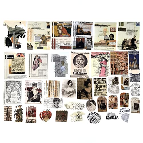 Esweny 200 Pieces Vintage Ephemera Scrapbooking Supplies Pack for Decoupage, Collage Craft, Notebooks, Album, Planners, Paper Scrapbook Stickers Kit (Retro) - style: Retro
