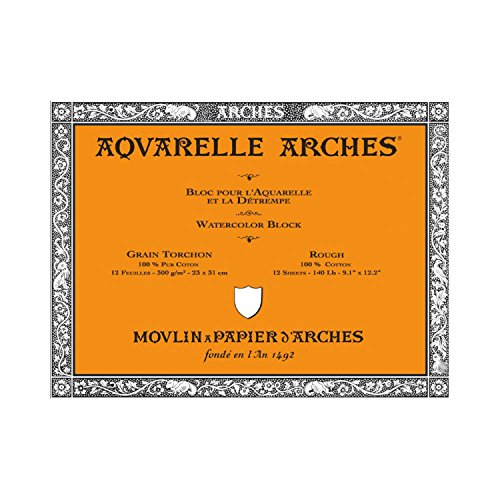 Arches Watercolor Paper Block, Rough, 9" x 12", 140 pound - size: 9"x12", style: Rough