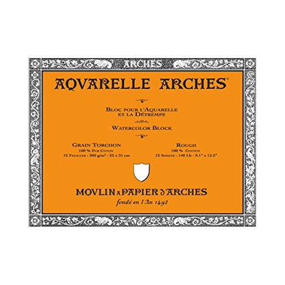 Arches Watercolor Paper Block, Rough, 9" x 12", 140 pound - size: 9"x12", style: Rough
