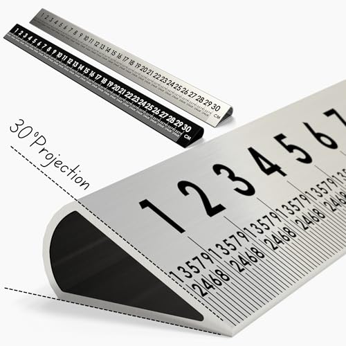 2-Pack 12 Inch 30° Precision Metal Ruler, High-Grade Laser-Engraved Aluminum Ruler for School, Office, Architects, Draftsman, and Engineers (Onyx Black and Silver) - color: Silver, Onyx Black