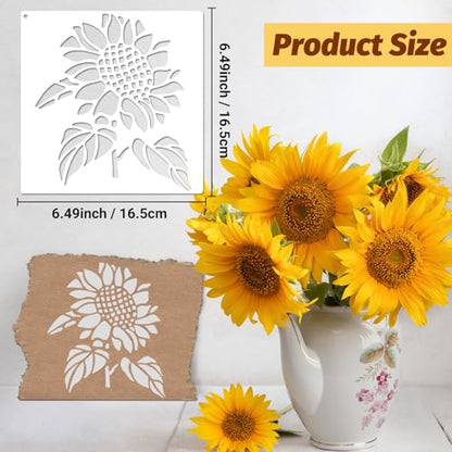 18 PCS Flower Painting Stencils Reusable Stencils for Painting on Wood Rocks Canvas Fabric Glass Pottery 6.5x6.5 Inch - style: 18PCS Flower