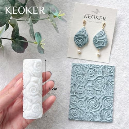 Keoker Sea Spiral Shell Texture Roller for Polymer Clay, Summer Polymer Clay Texture Roller - color: C Color
