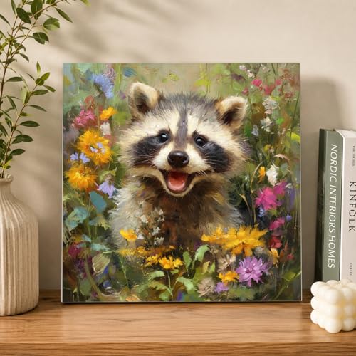 AUKELHJ Framed Paint by Numbers Kit for Adults, Raccoon, 10x10 inch - color: 15-Raccoon