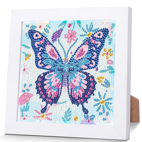Butterfly Diamond Art Painting Kits for Kids with Frame Ages 6-12 (7x7 in) - color: CC1035