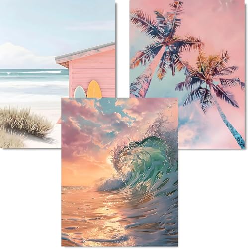 3 Pack Beach Diamond Art Kits for Adults Diamond Painting Kits for Adults | 5D Diamond Dots Gem Art Crafts with Tools,Round Full Drill Funny Crafts for Home Wall Decor&Gift-12x16inch - color: DP03889