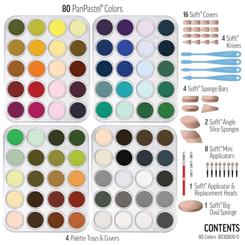 PanPastel Artist Pastels by GOLDEN, 80 Color Set, Professional Artist Pastels, Unique Pan Format (cake-like)